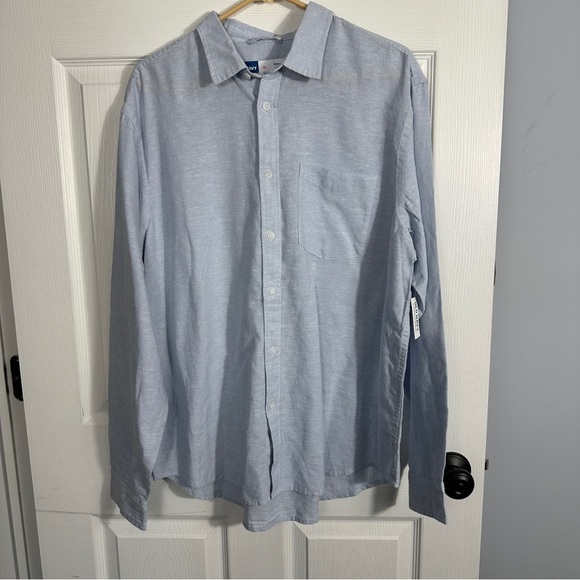 Old Navy Everyday Shirt size XL, linen blend, blue, NEW, fall, casual, office - Picture 1 of 10